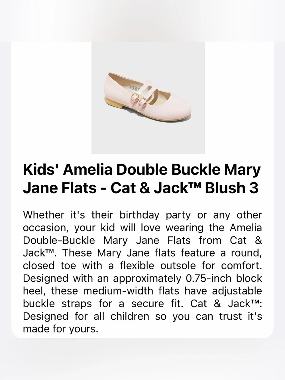 Cat & Jack Blush Pink Patent Double-Strap Mary Jane Flats
